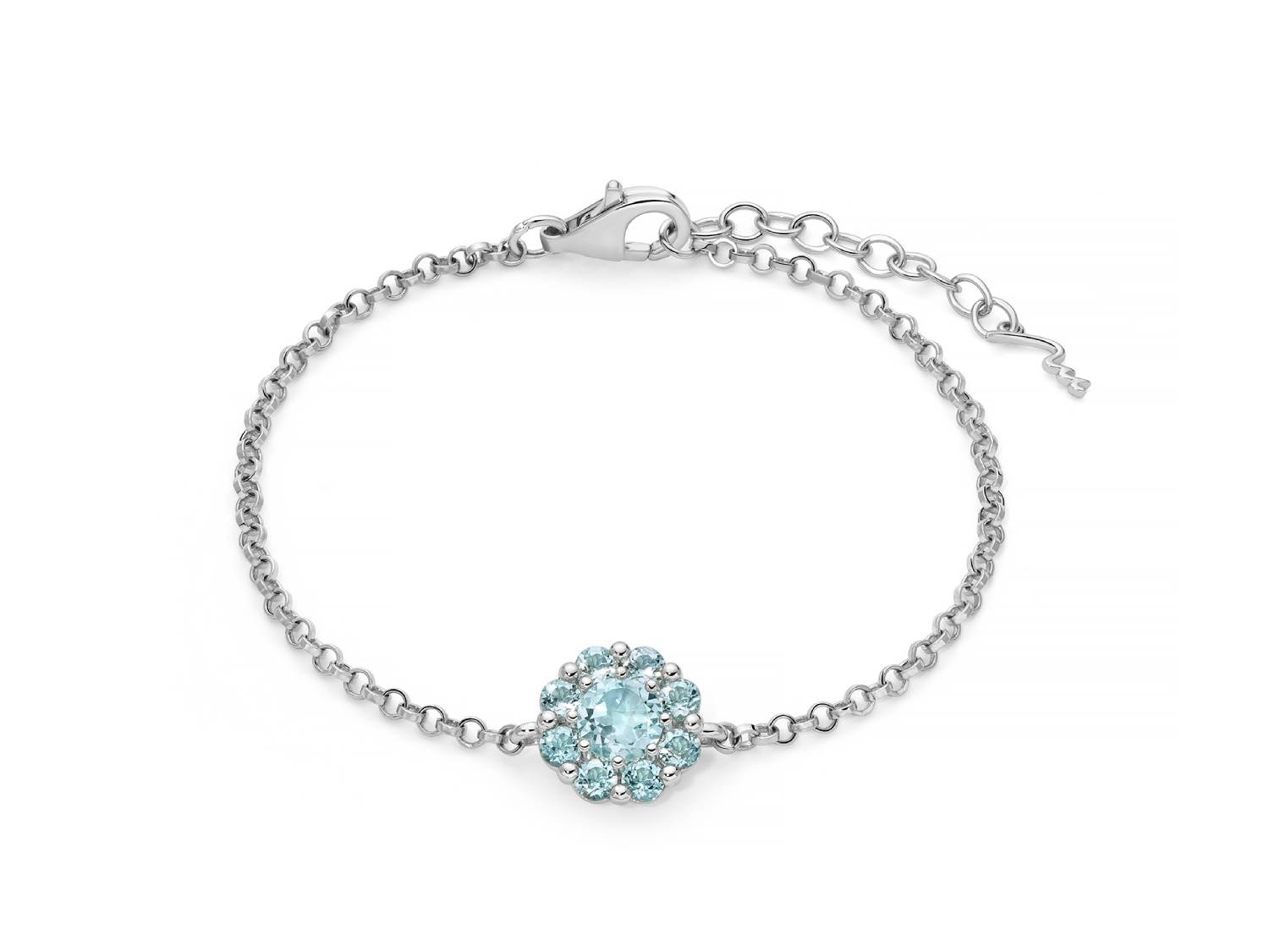 Bracciale Donna Miluna Gemma Del Cielo Argento 925 Topazio Azzurro Fiore BRD993