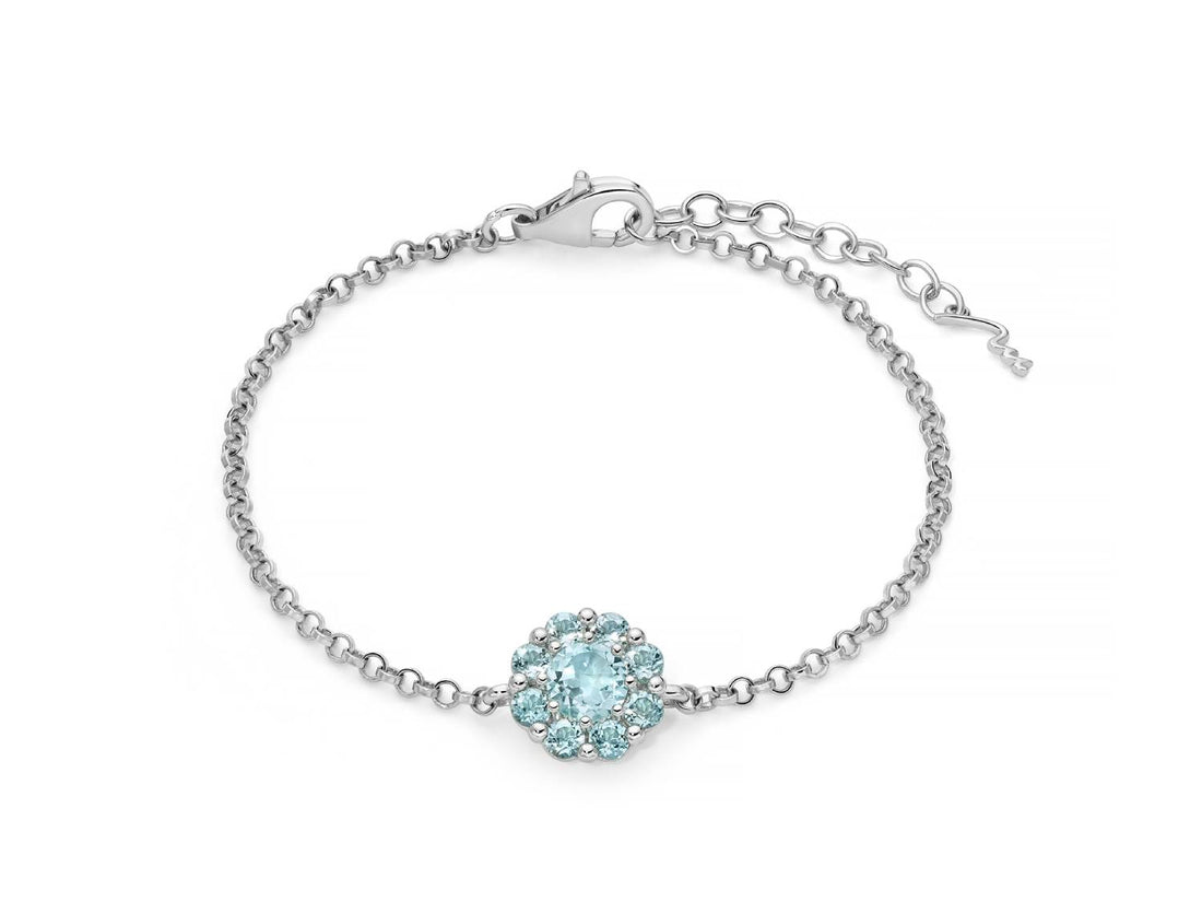 Bracciale Donna Miluna Gemma Del Cielo Argento 925 Topazio Azzurro Fiore BRD993