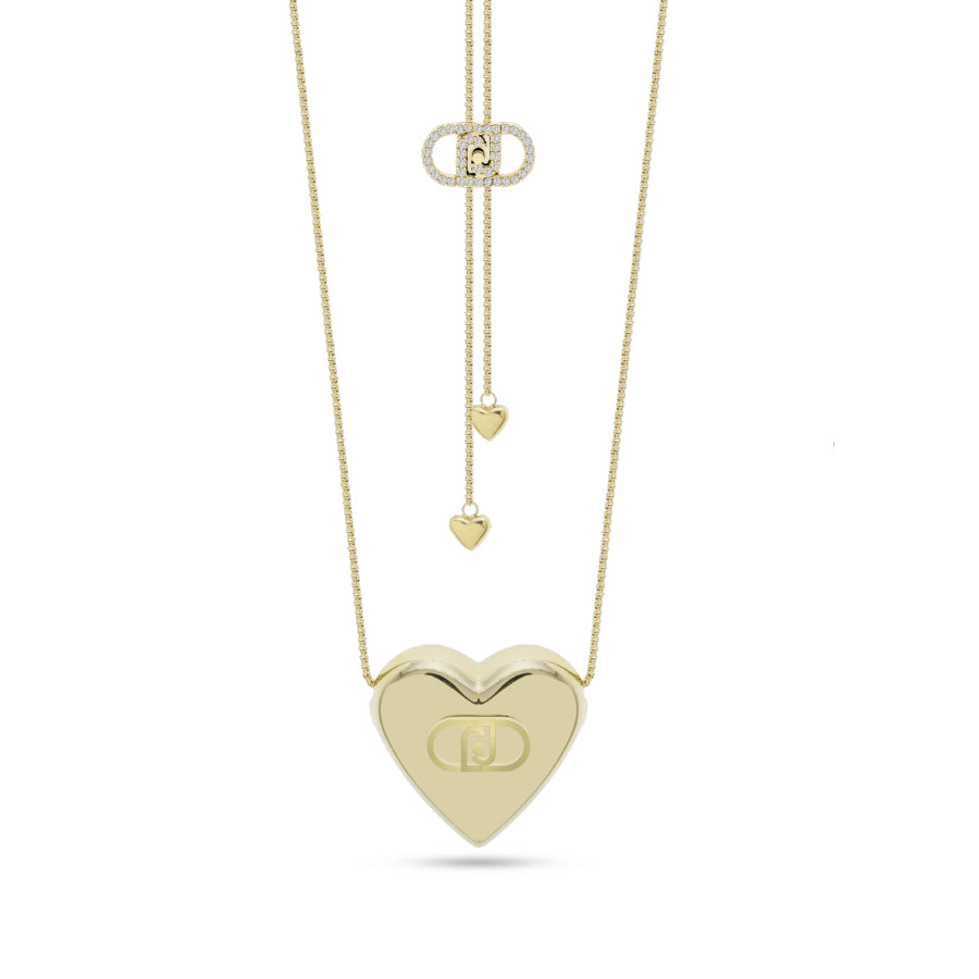 Collana Donna Liu Jo Acciaio Cuore Bombato Lucido Catena Logo LJ2630