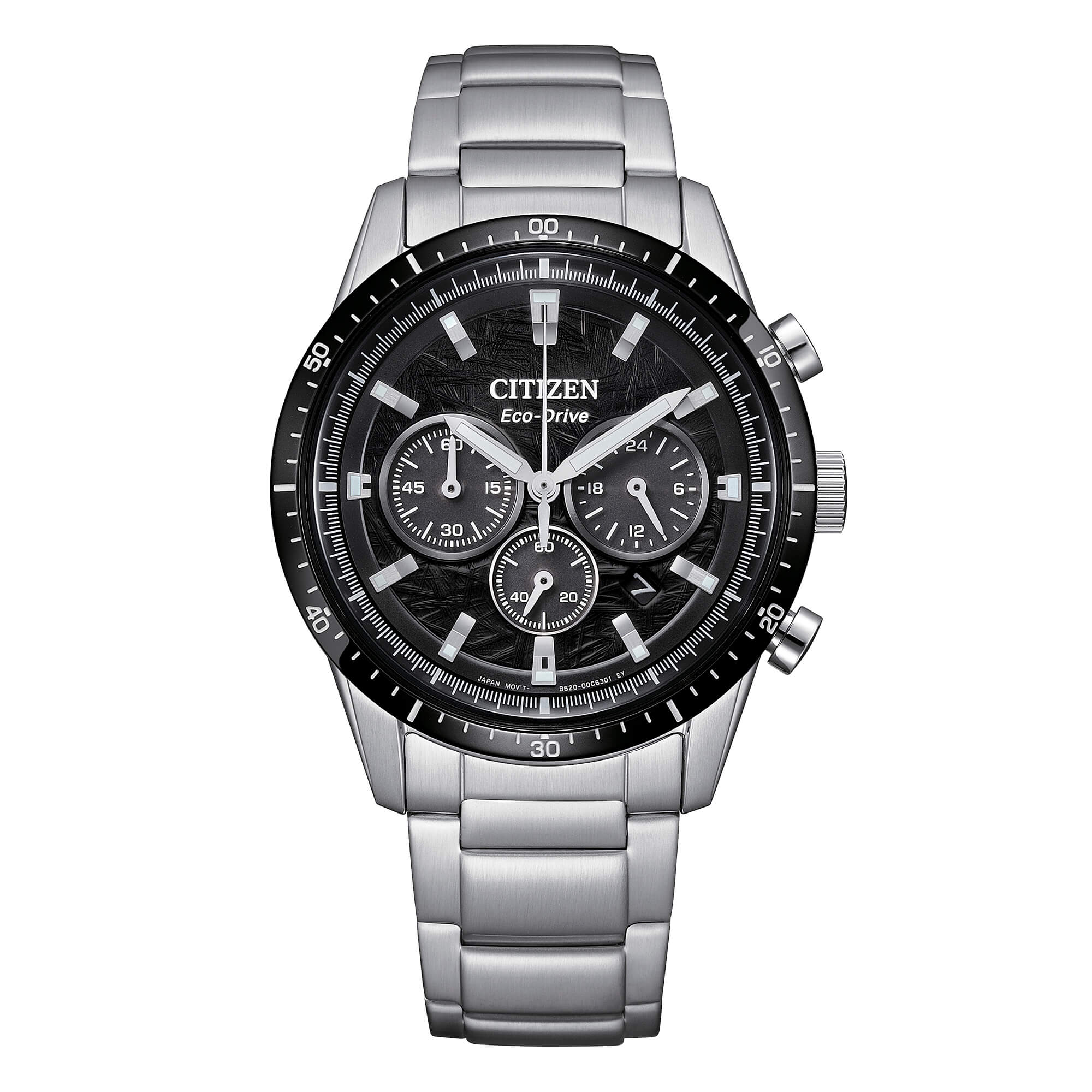 Orologio Uomo Citizen Nero Eco-Drive Cronografo Acciaio Data CA4624-56E