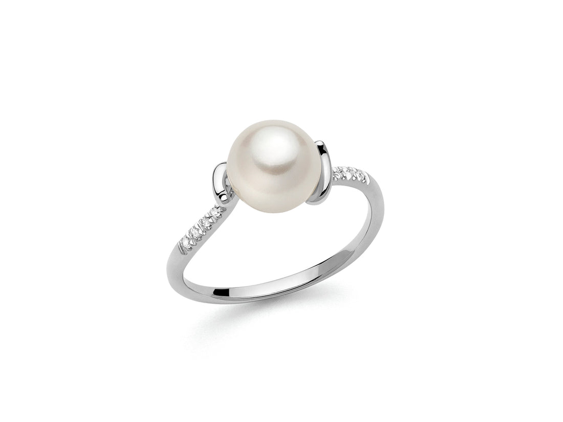 Anello Miluna Oro Bianco 375 Perle Diamanti PLI1653X