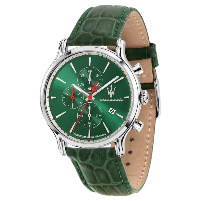 Orologio Uomo Maserati Epoca Slim Verde Acciaio Pelle Verde Quarzo Cronografo R8871618022
