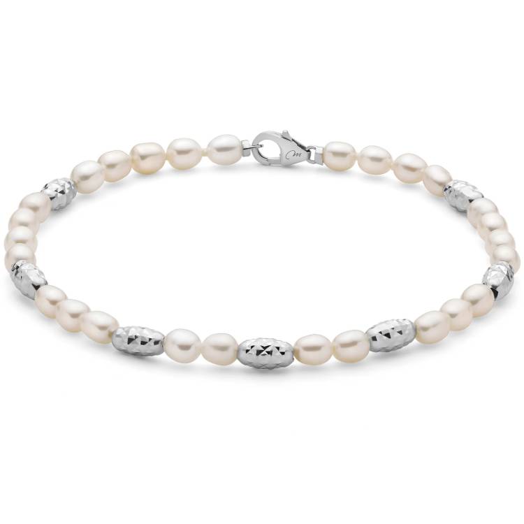 Bracciale Donna Miluna Perle Pepite Argento Diamantato PBR3642B