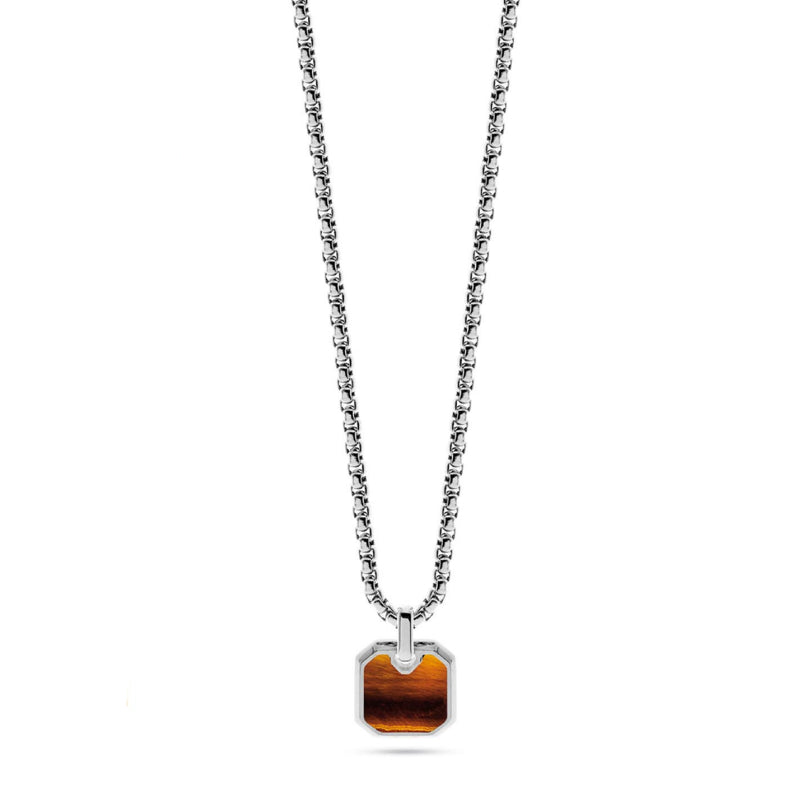 Collana Uomo Liu Jo Acciaio Pietra Legno Fossile MLJ415