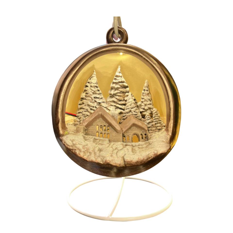 Sfera Di Natale Con Paesaggio Ceramex Led Taupe 18 cm 3035.2