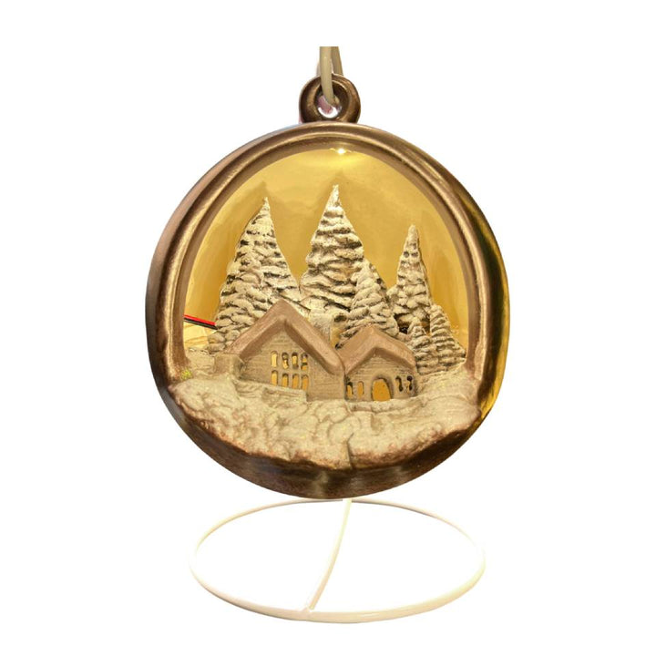 Sfera Di Natale Con Paesaggio Ceramex Led Taupe 18 cm 3035.2