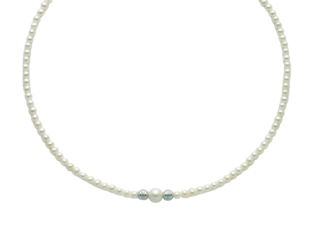 Collana Perle Miluna Con Inserto Centrale E Chiusura In Oro Bianco 375 PCL5973X
