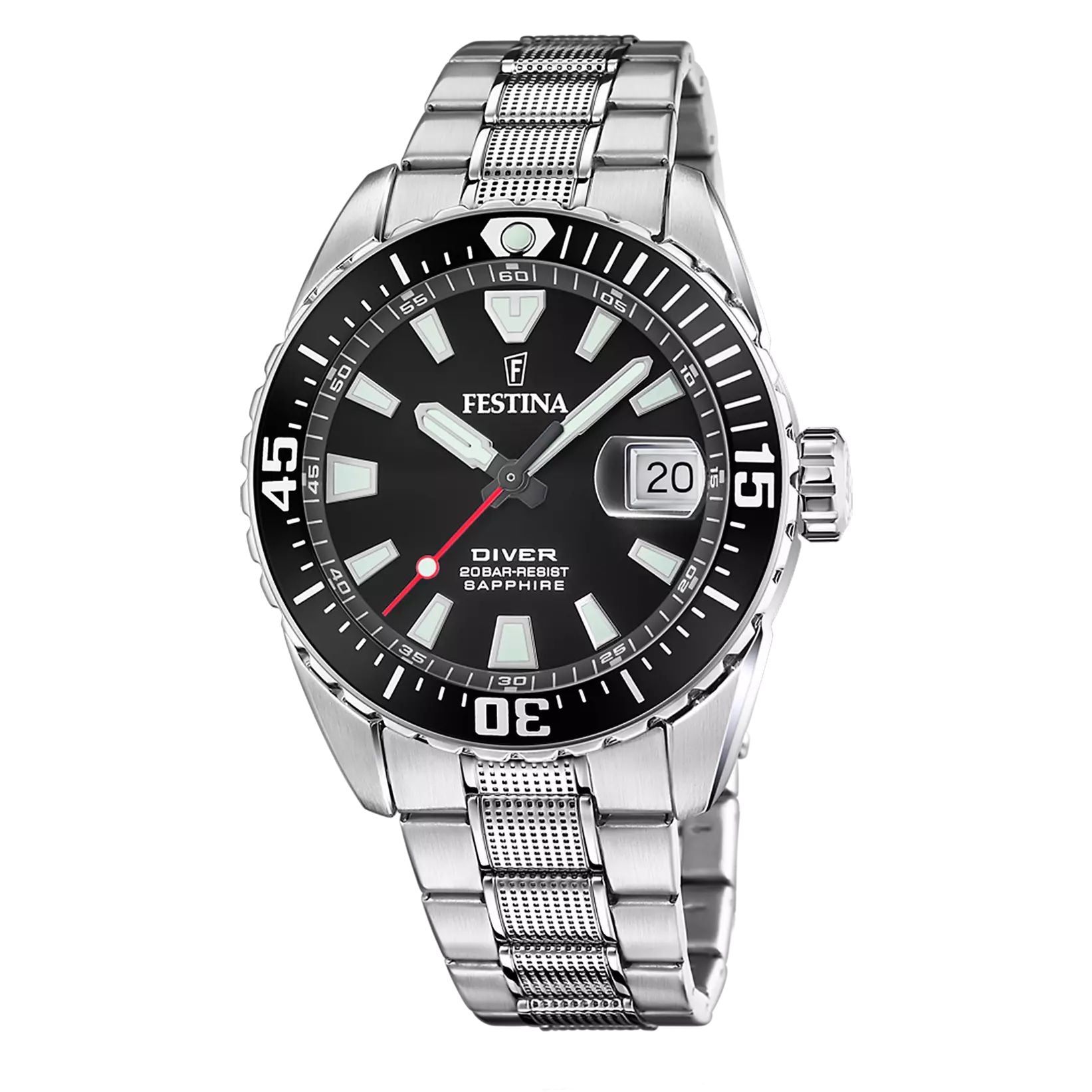 Orologio Uomo Festina Diver Acciaio Quarzo Data Ghiera Nero F20669/3