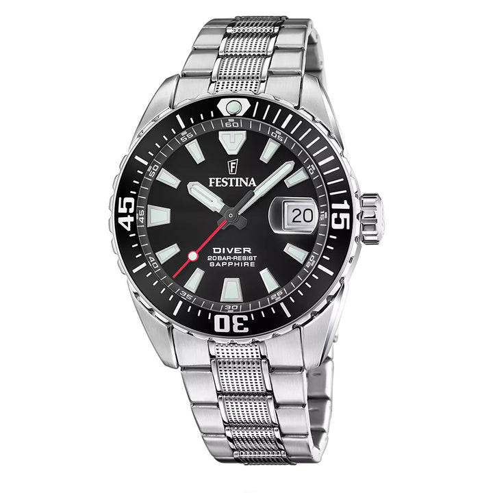 Orologio Uomo Festina Diver Acciaio Quarzo Data Ghiera Nero F20669/3