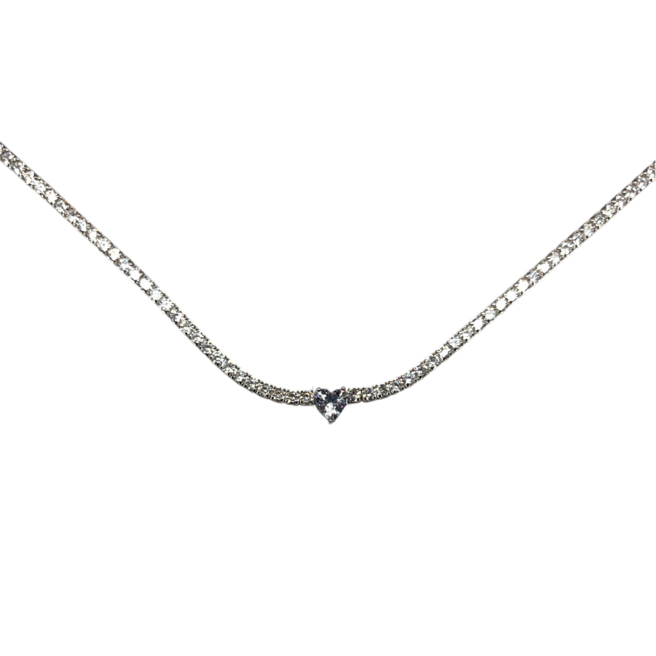 Collana Donna Re Mida Tennis Argento Cuore Zirconi Bianchi CL DJV 4B