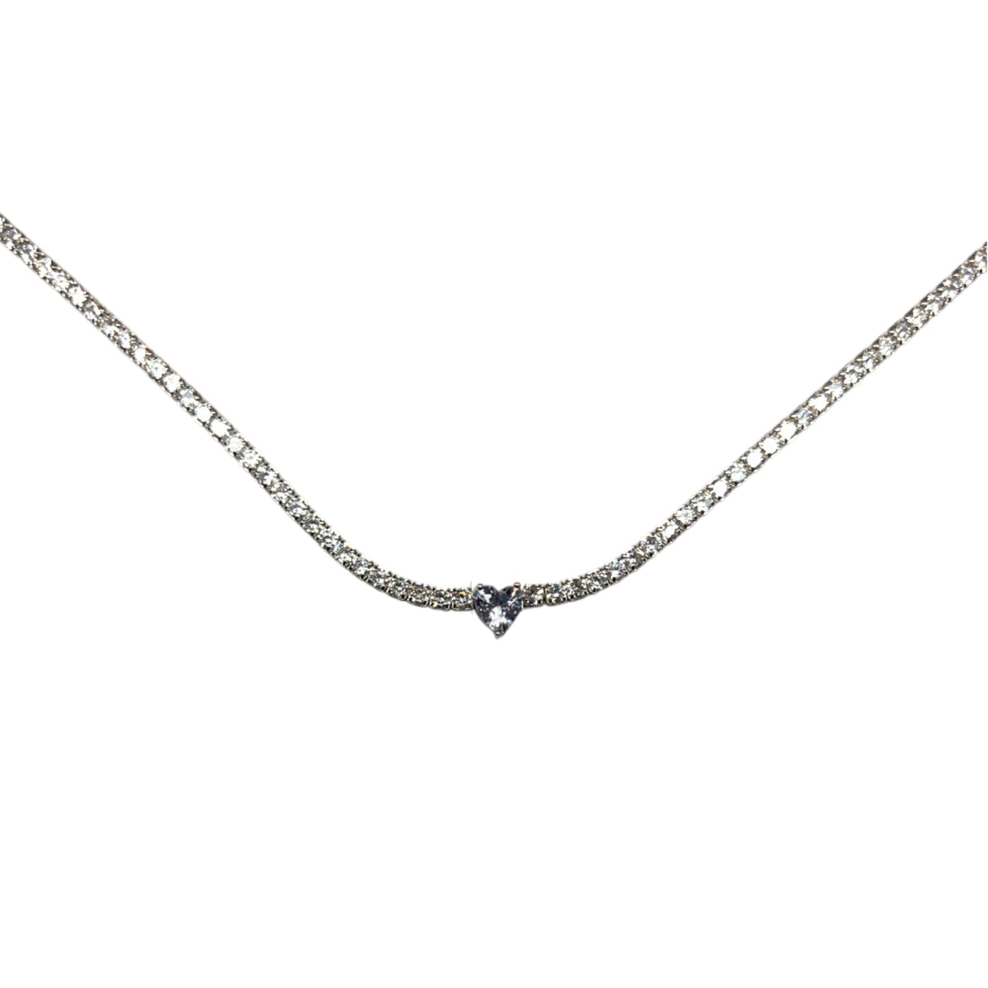 Collana Donna Re Mida Tennis Argento Cuore Zirconi Bianchi CL DJV 4B