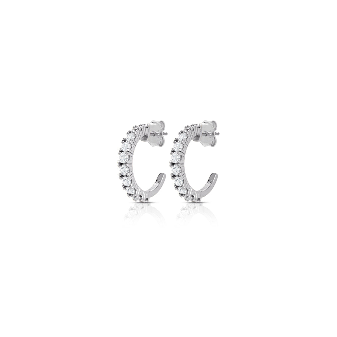 Orecchino Donna Kulto Argento 925 Cerchietto A lobo Zirconi Bianchi KE925-04