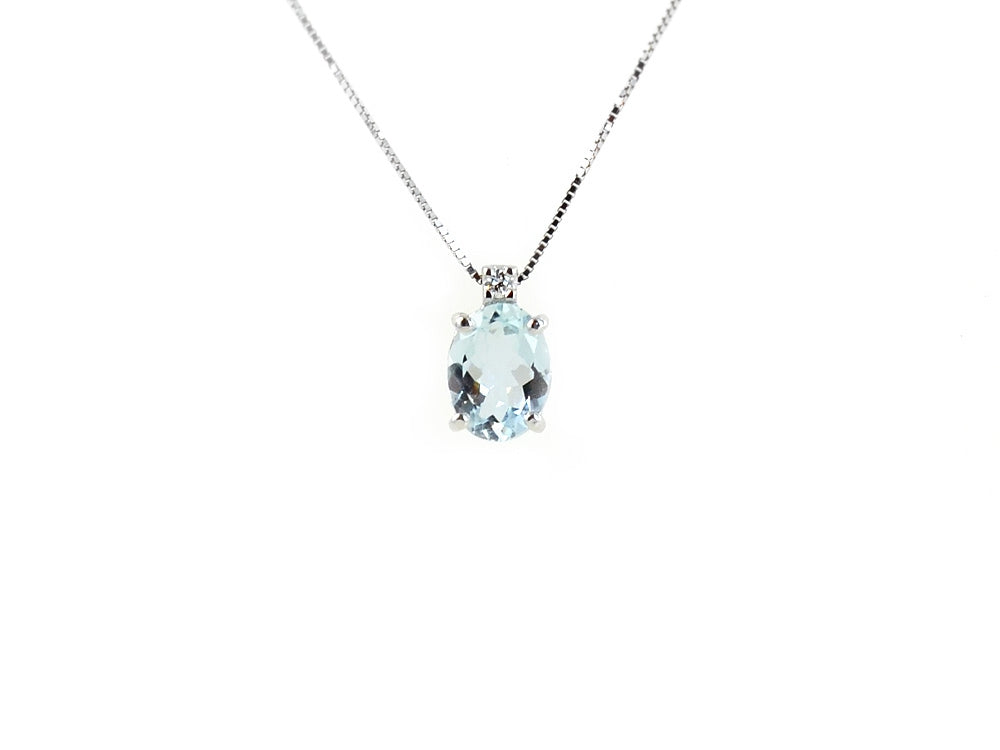 Collana Donna Davide&Delucchi Girocollo ORO 750 con acquamarina e diamanti