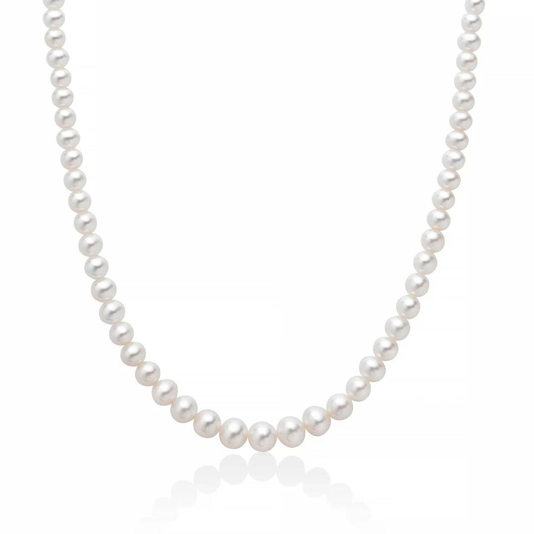 Collana Donna Miluna Girocollo Perle Crescenti 4-7 mm Oro Bianco 18 KT PCL2212V