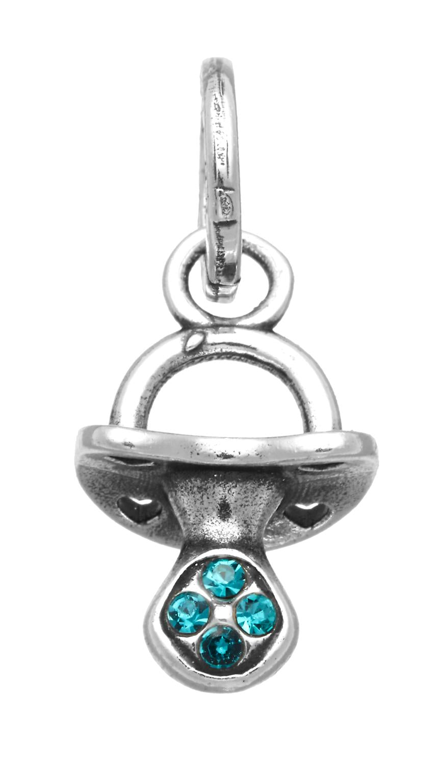 Charm Donna Giovanni Raspini Argento 925Mini Charm Ciuccio Azzurro Crystal 12190