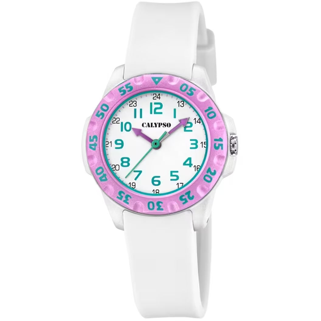 Orologio Bambina Calypso Gomma Quarzo Solo Tempo Numeri Rosa Azzurro K5829/1