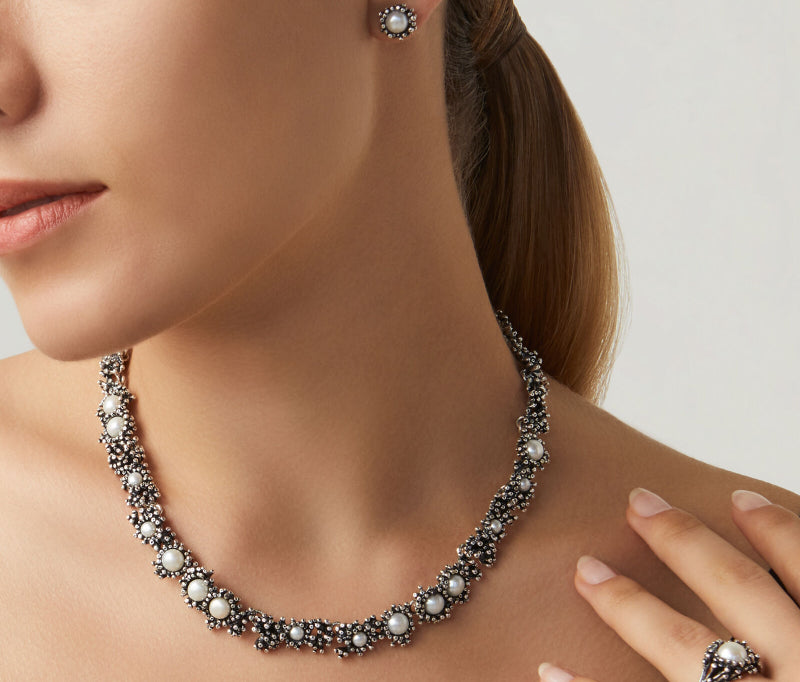 Collana Donna Giovanni Raspini Argento 925 Girocollo Anemone Perle 11262