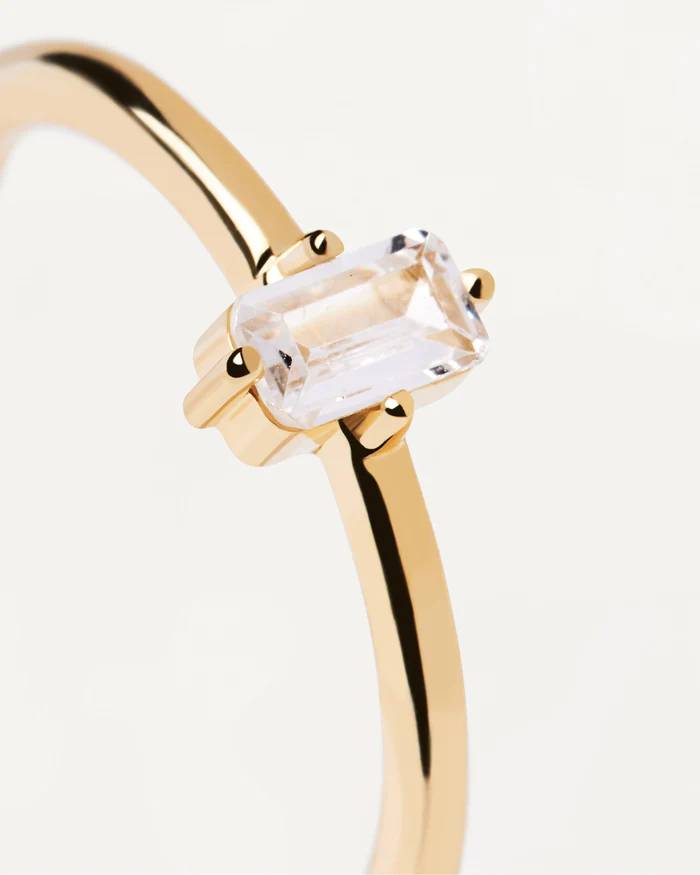 Anello Donna PDPaola Argento Dorato 925 Zircone Baguette AN01-806-14