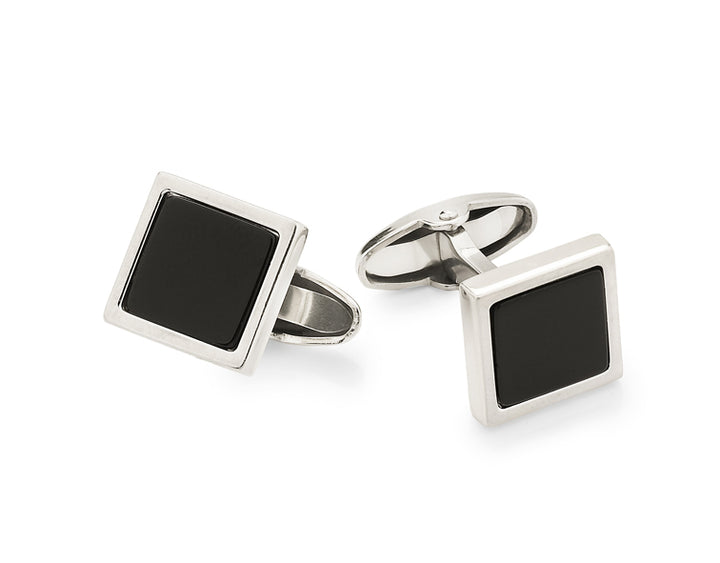 Gemelli Uomo Unoaerre Argento 925 Quadrati Con Onice Nero 000FFG0270100