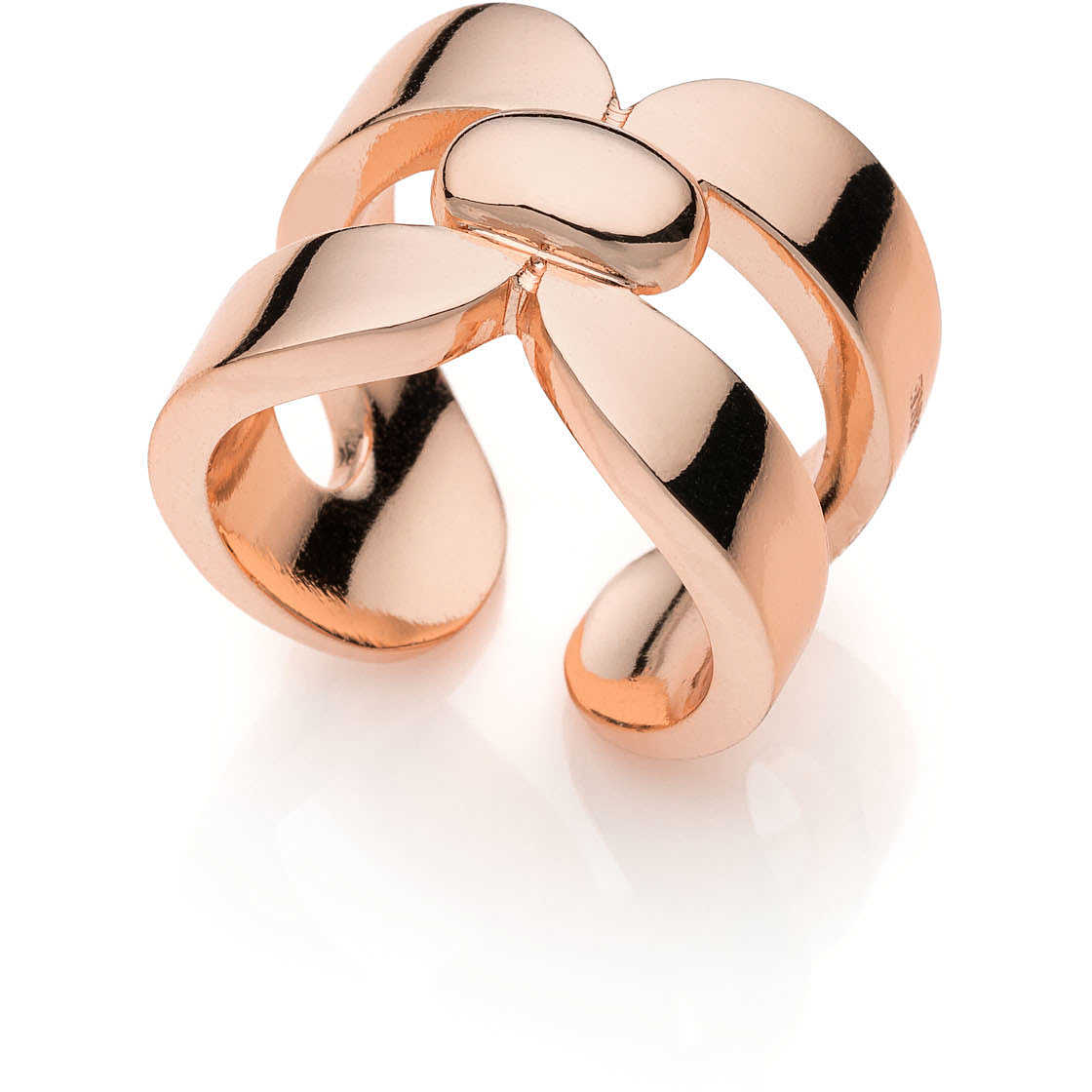 Anello Donna Unoaerre Bronzo Regolabile Aperto Lucido Fascia Rosata 2032