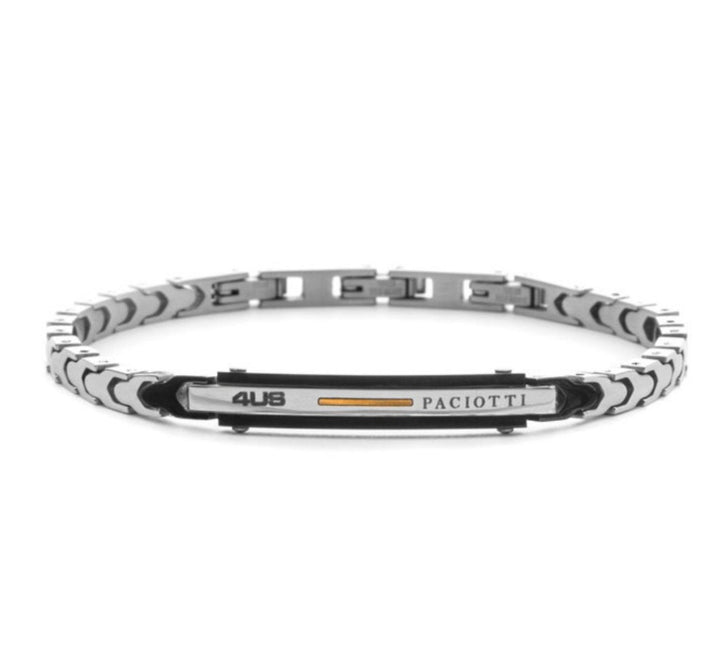Bracciale Uomo 4US Cesare Paciotti Acciaio e pvd  nero Dettaglio Oro 18kt  4UBR8295