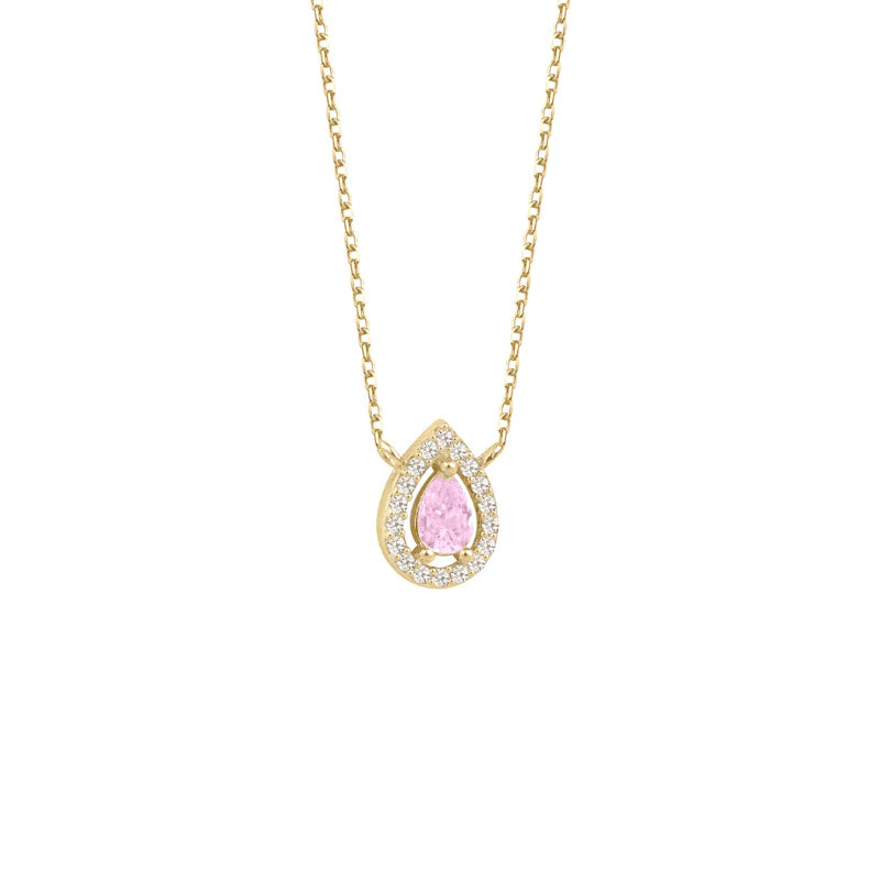Collana Donna Laura P. Argento Dorato 925 Pietra Goccia Rosa Lucido CL0009GRS