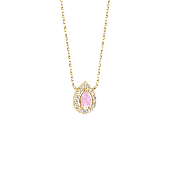 Collana Donna Laura P. Argento Dorato 925 Pietra Goccia Rosa Lucido CL0009GRS