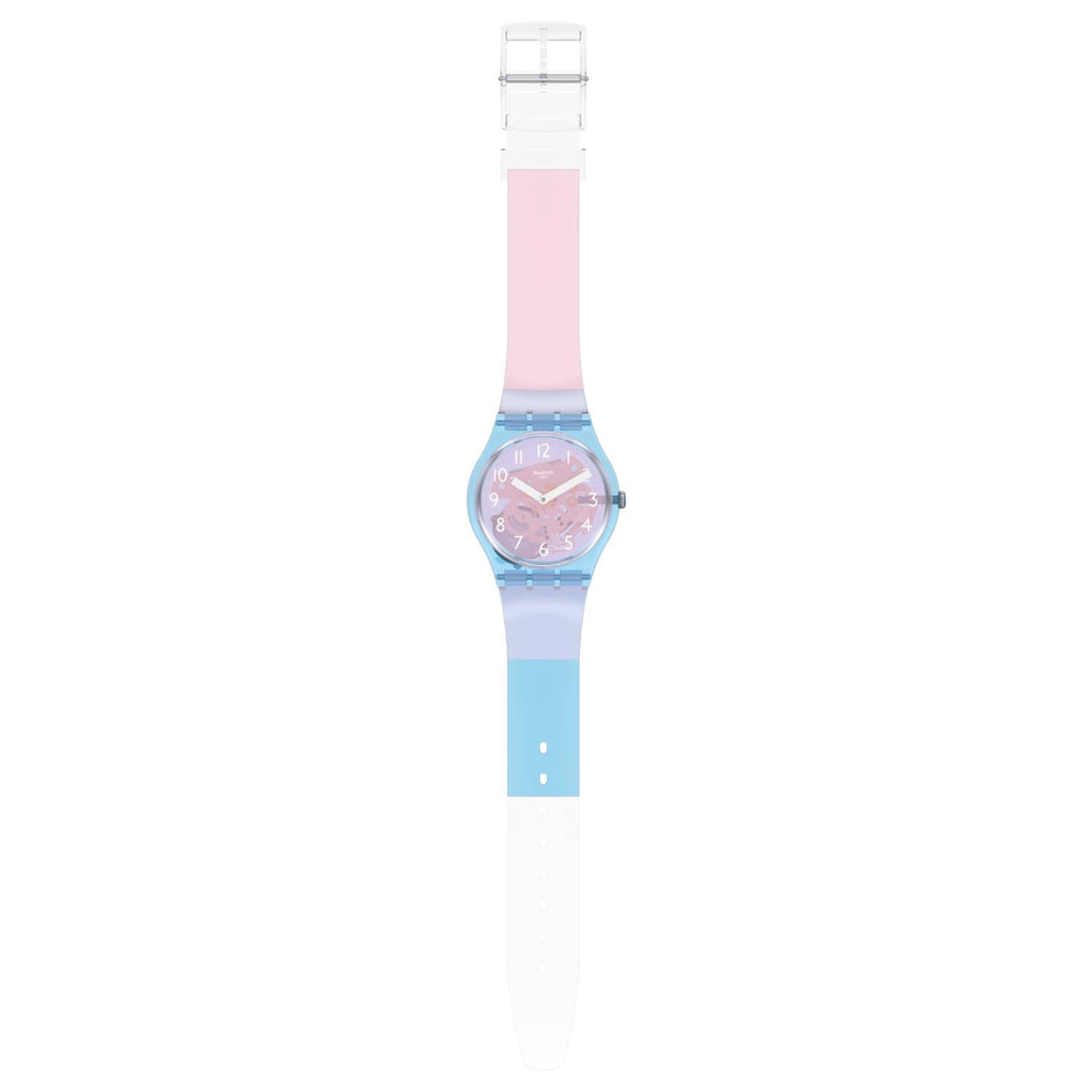 Orologio Swatch Donna Quarzo Solo Tempo Scheletrato Rosa Azzurro Bianco GL126