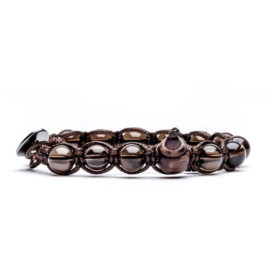 Bracciale Uomo Tamashii Pietra Quarzo Fumè Biglie Smoky Porta Fortuna BHS900-20