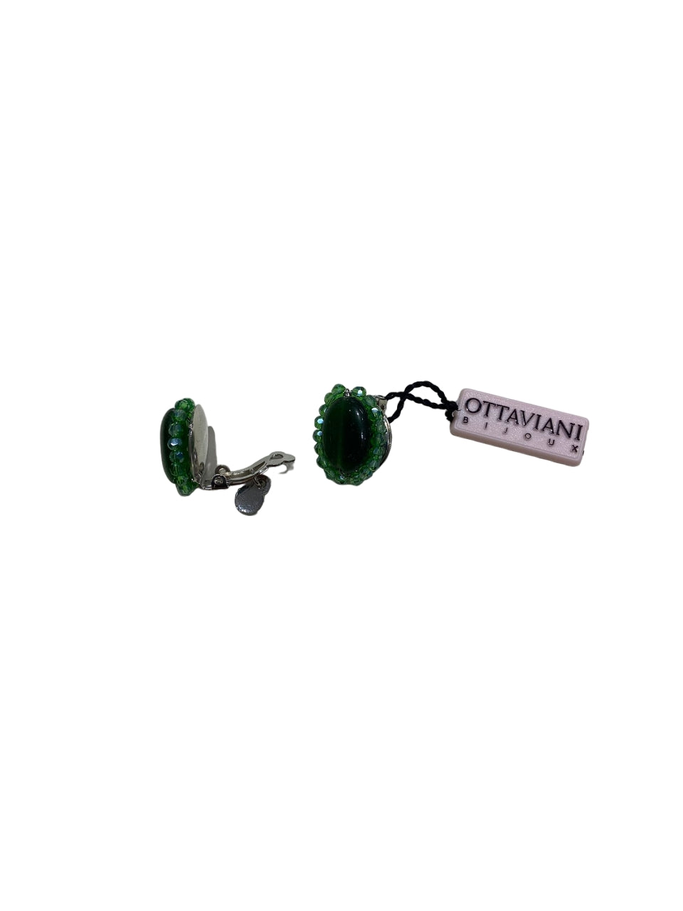 Orecchini Donna Ottaviani A Lobo Clip Senza Buco con  Agata verde 500814O