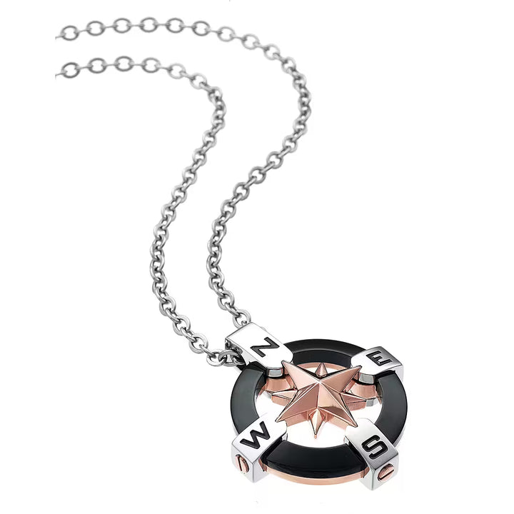 Collana Uomo Zancan Acciaio e pvd nero rosa dei venti  EHC014