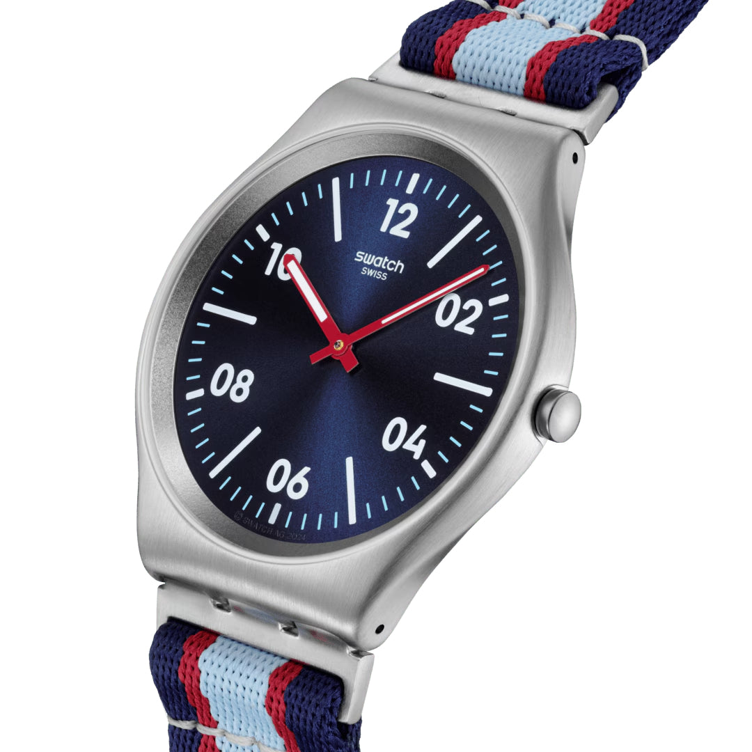 Orologio Unisex Swatch BESIDE THE SEA Skin Blu Rosso SS07S149