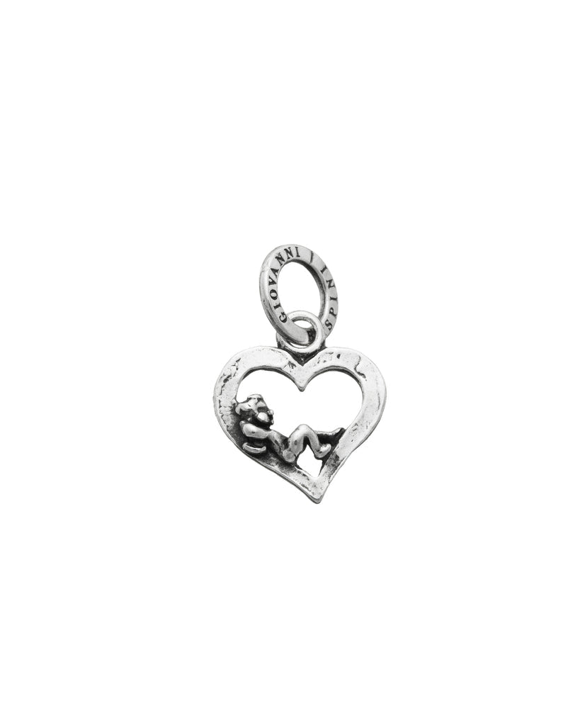 Charm Donna Giovanni Raspini Argento 925 Cuore con angelo piccolo Fatto A Mano 08058