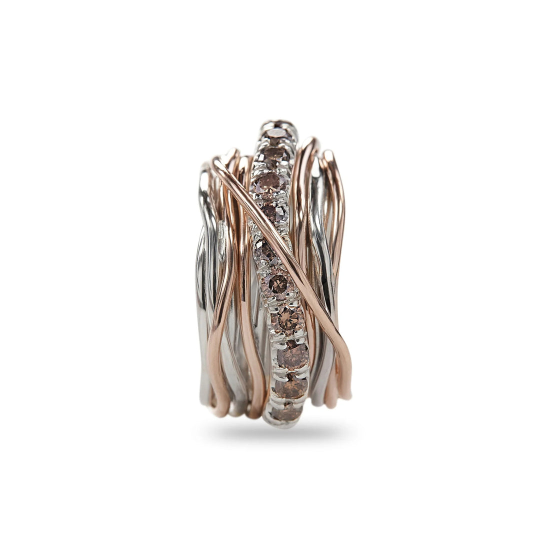 Anello Donna Filodellavita 13 Fili Arg. Oro Rosa 9 KT Diam.Brown 1.00 CT AN001ARBR