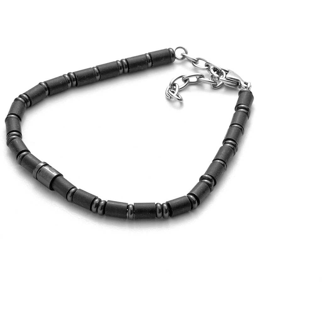 Bracciale Uomo 4US Cesare Paciotti Black Rubber acciaio e barilotti in gomma nero 4UBR3570