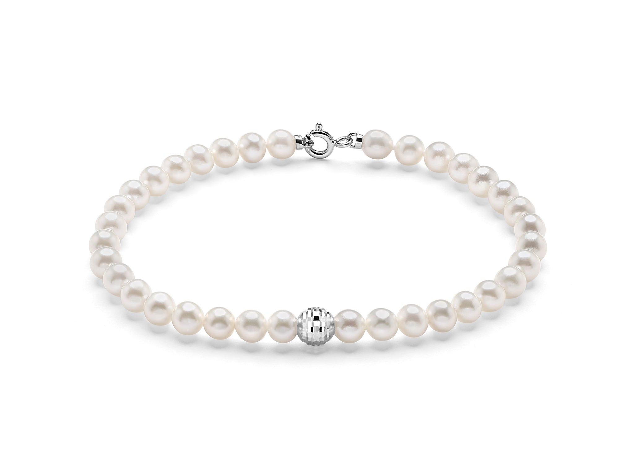 Bracciale Donna Miluna Perle Con Un Inserto Centrale In Oro Bianco 375 PBR3826BX