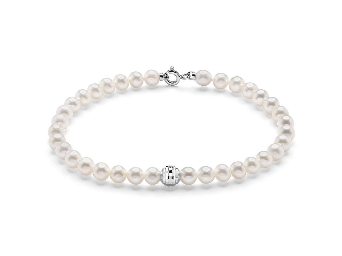 Bracciale Donna Miluna Perle Con Un Inserto Centrale In Oro Bianco 375 PBR3826BX