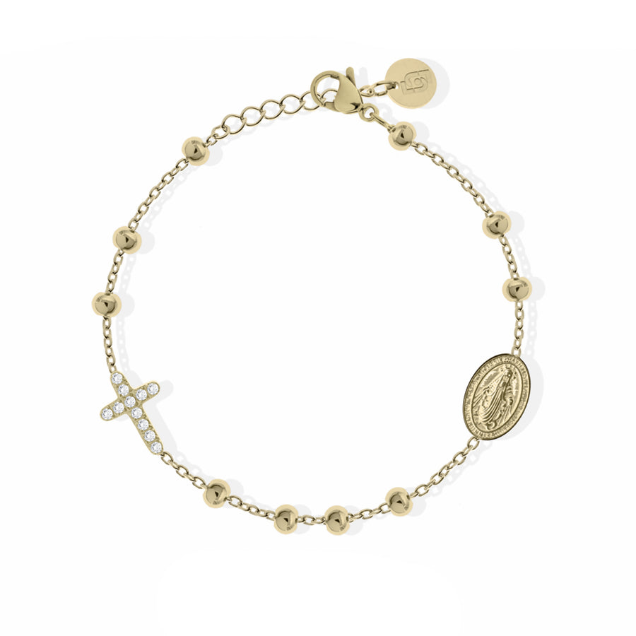 Bracciale Donna Liu Jo Acciaio Dorato Rosario Zirconi Bianchi LJ2753