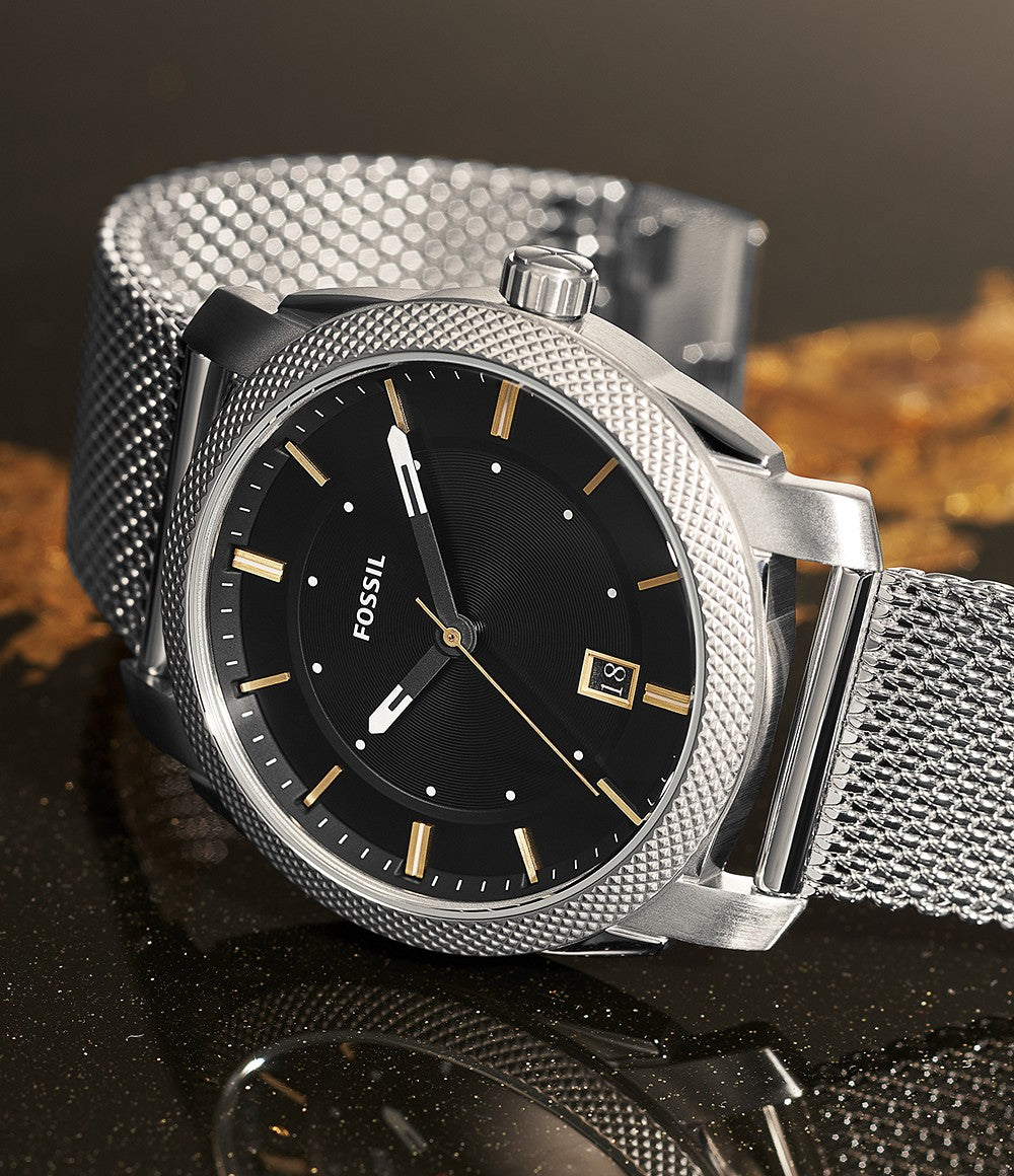 Orologio Uomo Fossil Acciaio Quarzo Solo Tempo Maglia Milano FS5883