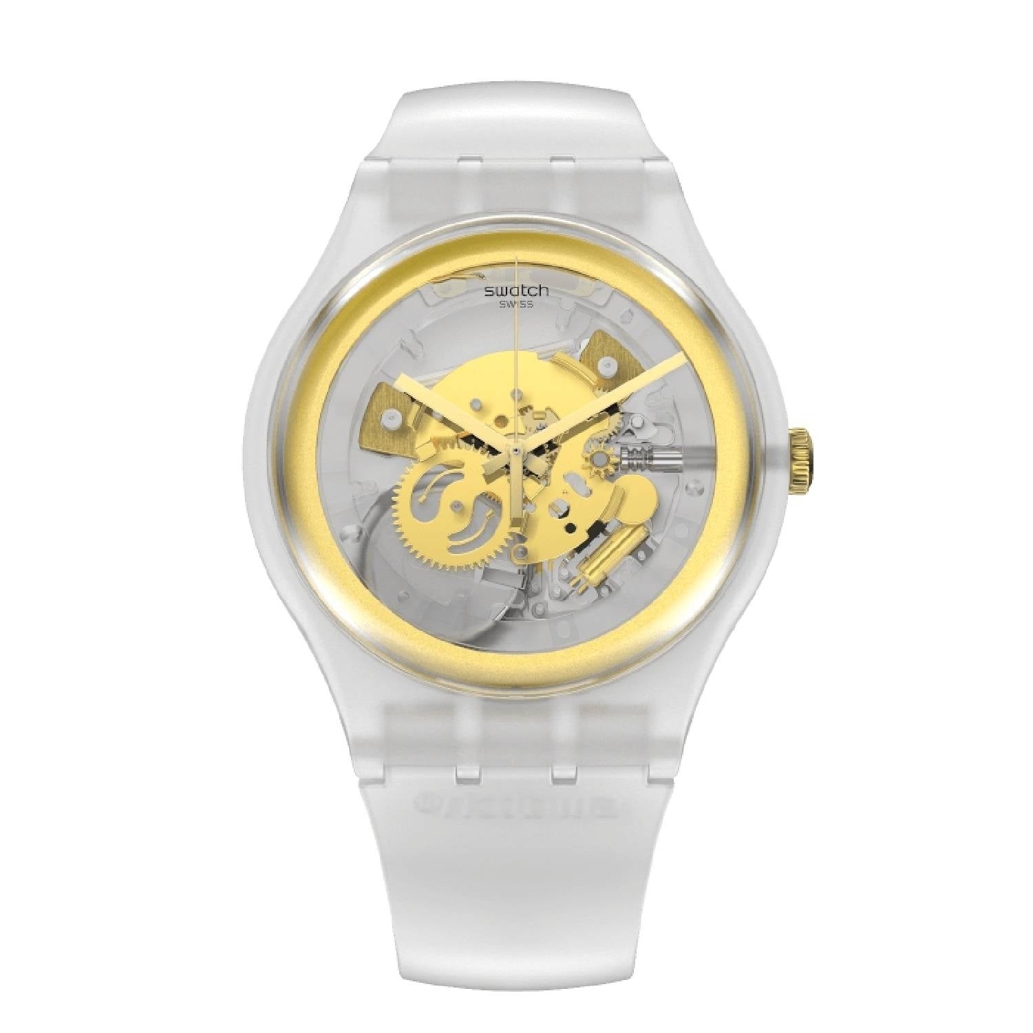 Orologio Uomo Gomma Resina Swatch Quarzo Solo Tempo Scheletrico SVIZ102-5300