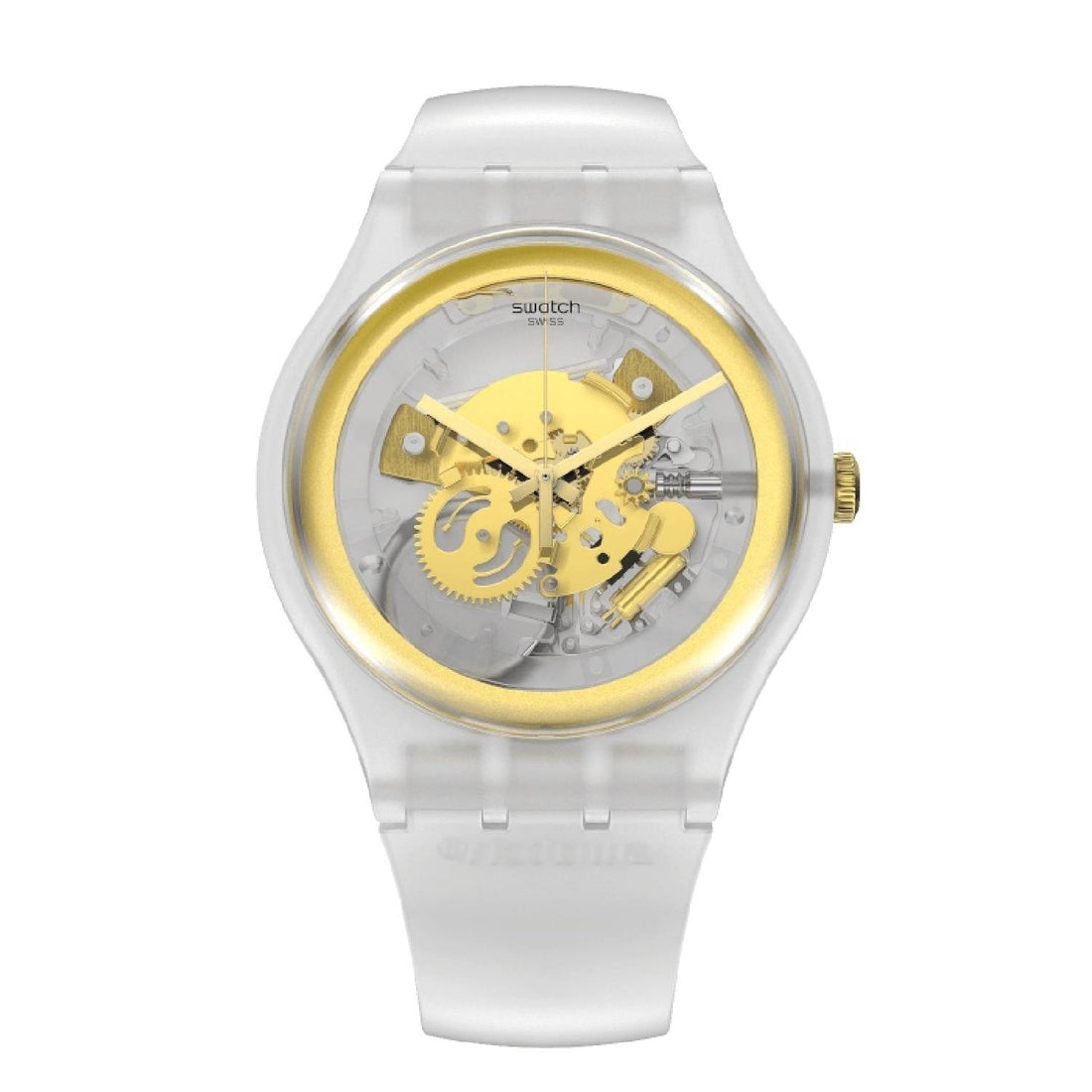 Orologio Uomo Gomma Resina Swatch Quarzo Solo Tempo Scheletrico SVIZ102-5300