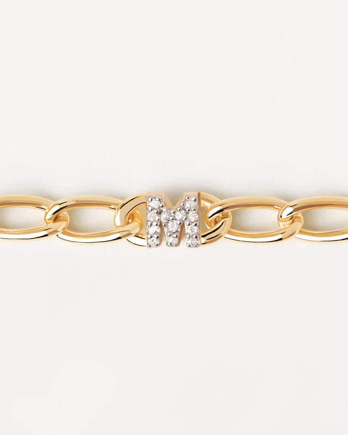 Bracciale Donna PDPaola Argento 925 Dorato Catena Iniziale M Zirconi PU01-550-U