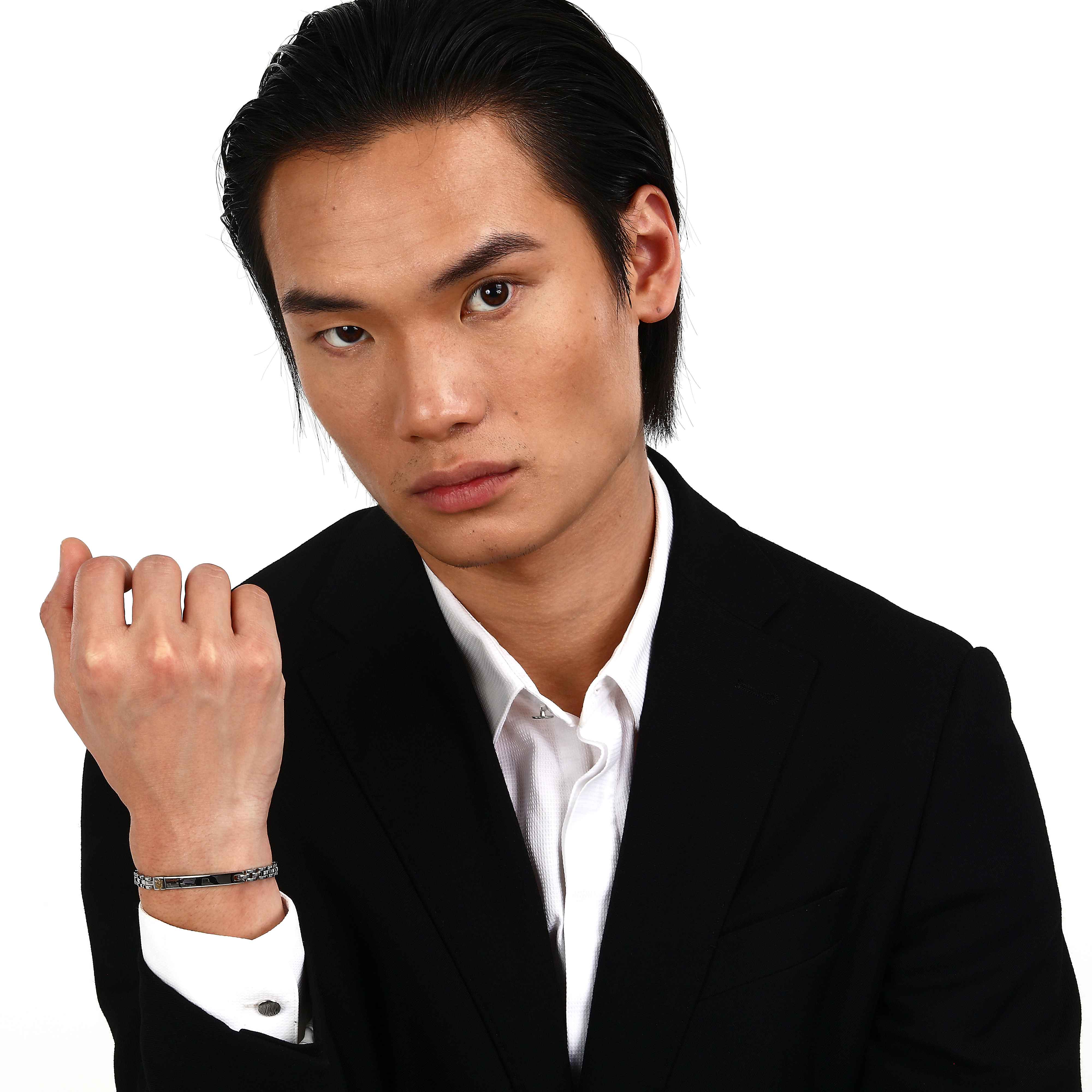 Bracciale Uomo Maserati Acciaio Targhetta Oro Logo Tridente JM324AVD55