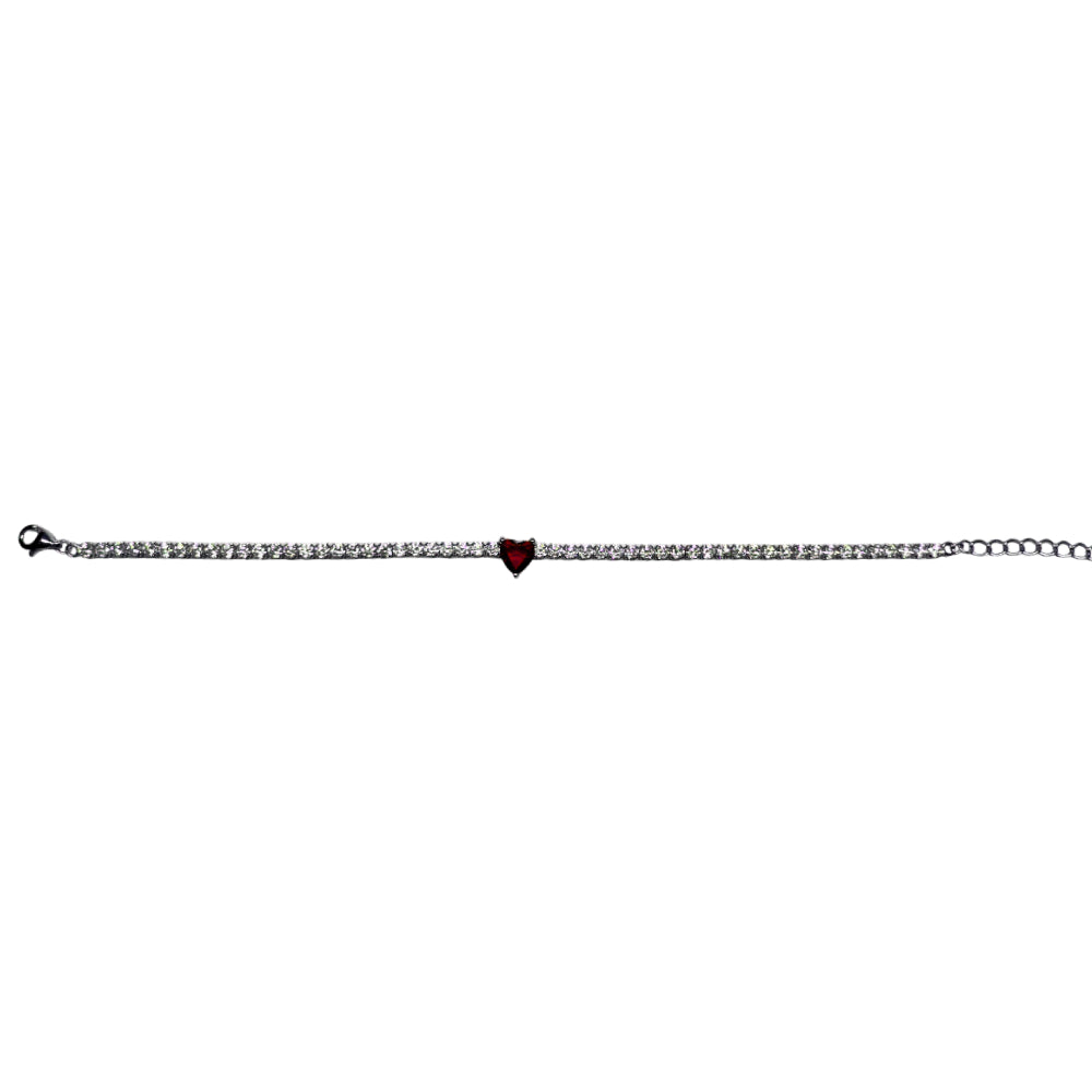 Bracciale Donna Re Mida Tennis Argento 925 Zirconi Cuore Rosso Br Djv 23