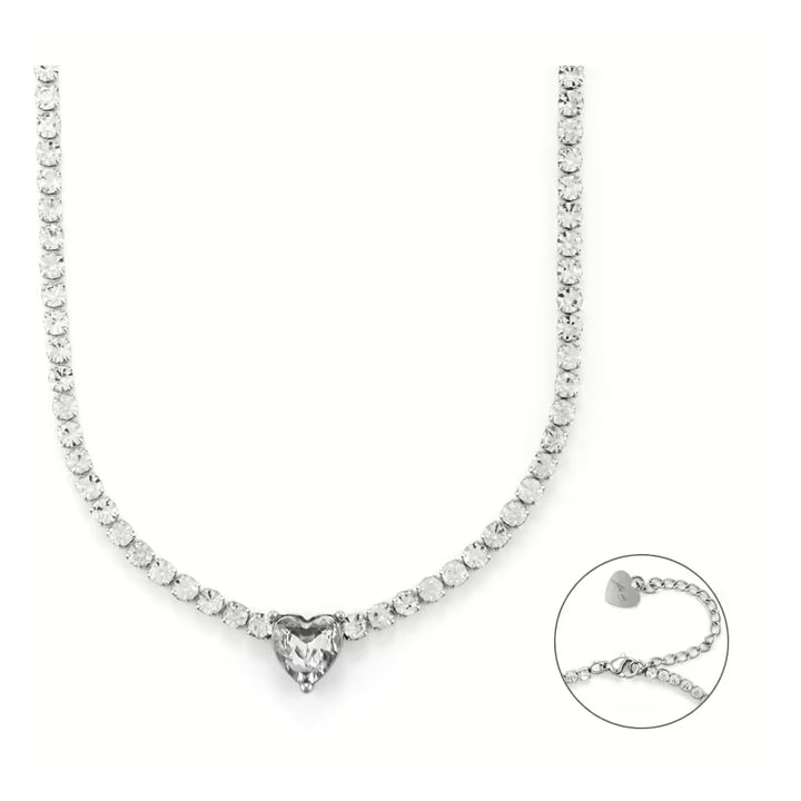 Collana Tennis Donna 4US Cesare Paciotti Acciaio Zirconi Cuore Bianco 4UBR6255W