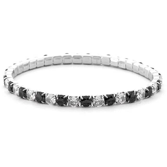 Bracciale Donna 4US Cesare Paciotti Tennis Acciaio Zirconi Neri e Bianchi a molla 4UBR6661W