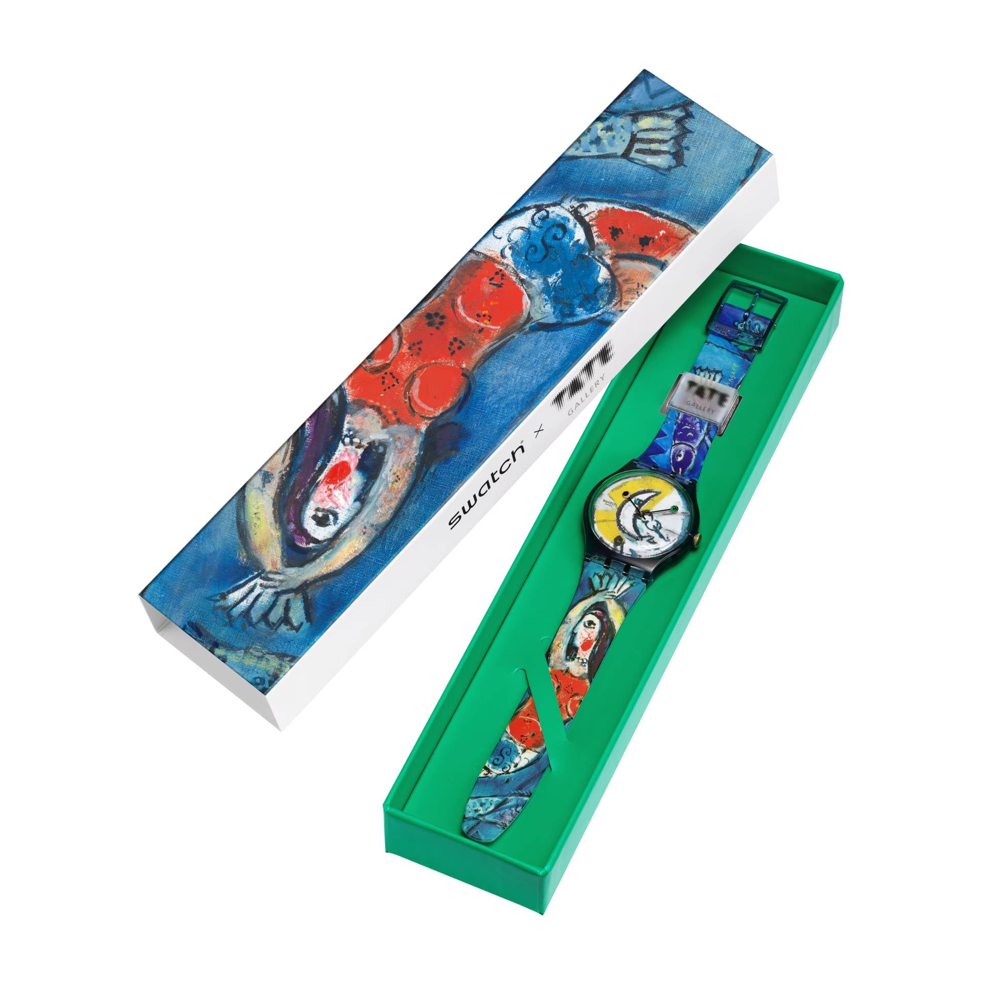 Orologio Unisex Swatch Chagall's Blue Circus Multicolore SUOZ365