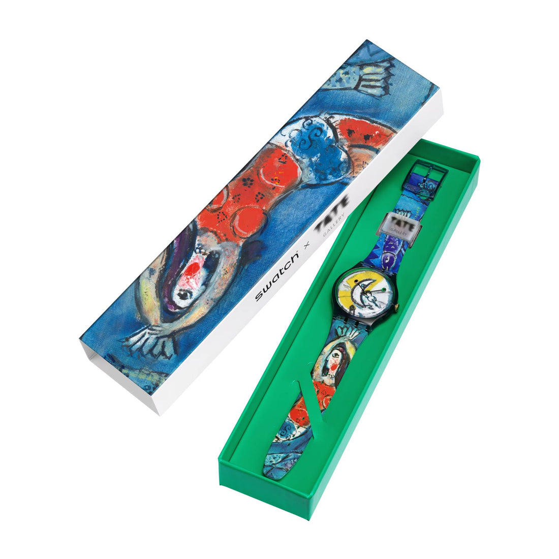 Orologio Unisex Swatch Chagall's Blue Circus Multicolore SUOZ365