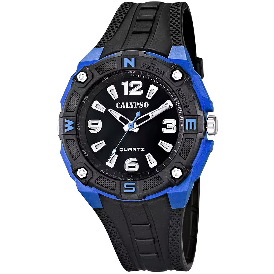 Orologio Uomo Bambino Calypso Gomma Quarzo Solo Tempo Blu Nero K5634/3