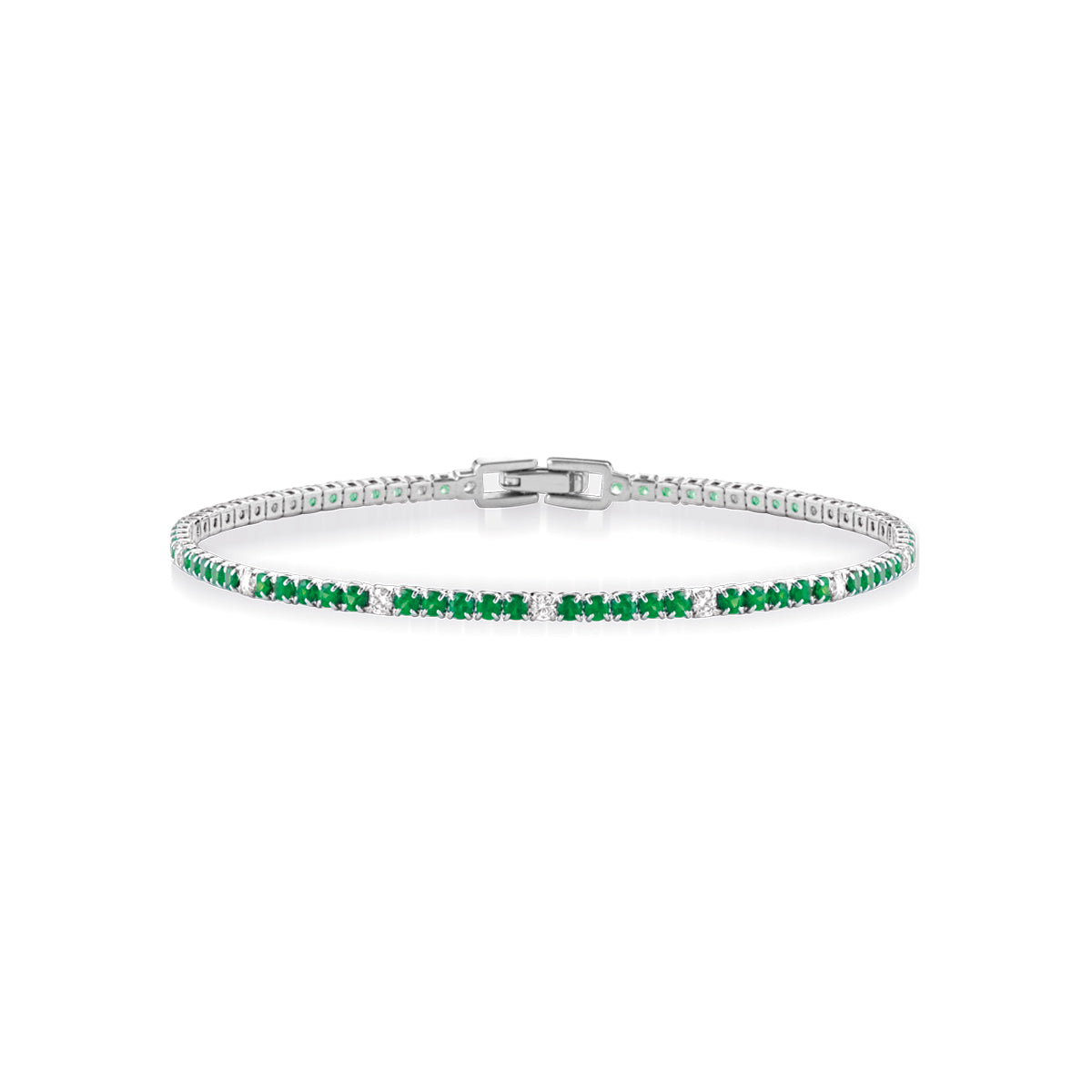 Bracciale Donna Kulto 925 Tennis Argento Zirconi Verdi e Bianchi KT925-034